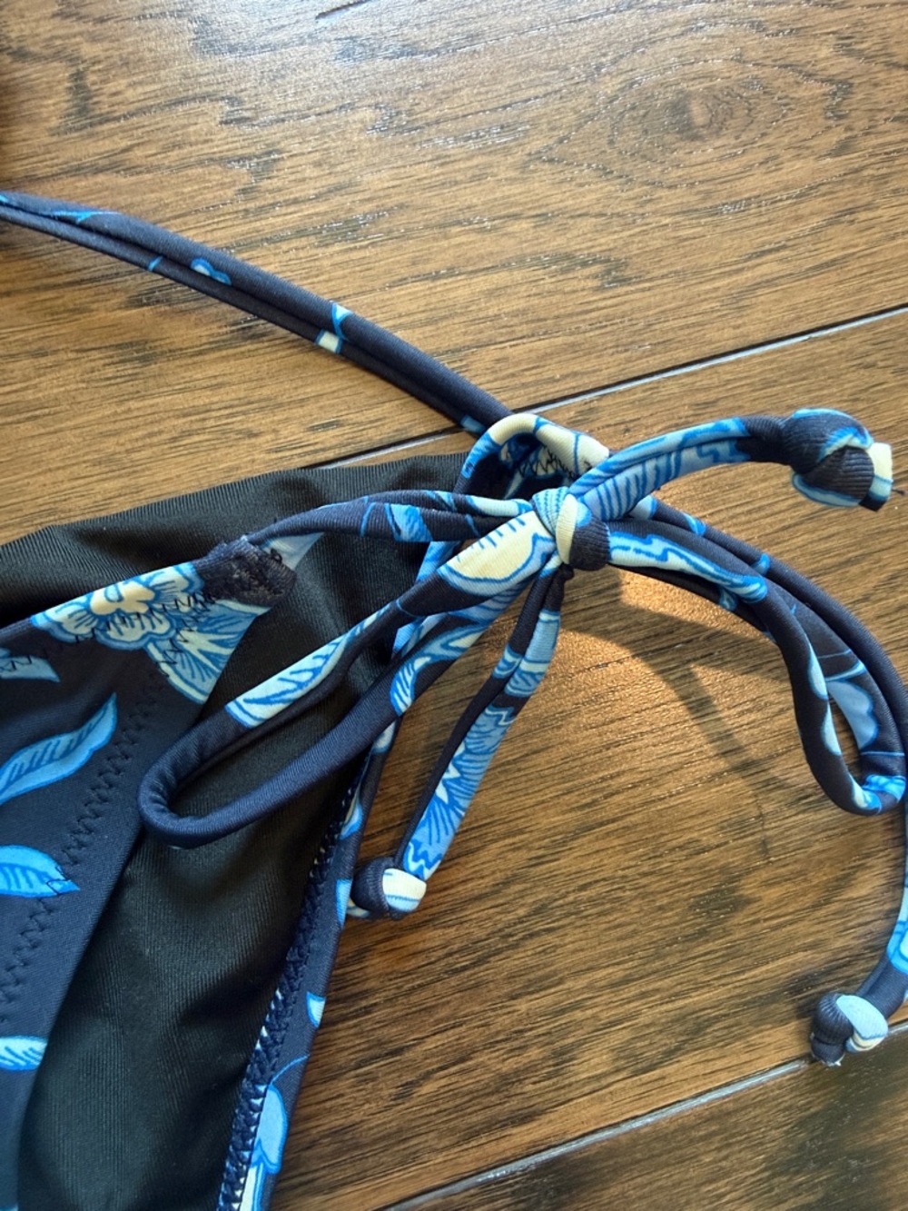 J. Crew Navy Blue Floral String Bikini - Picture 2 of 4